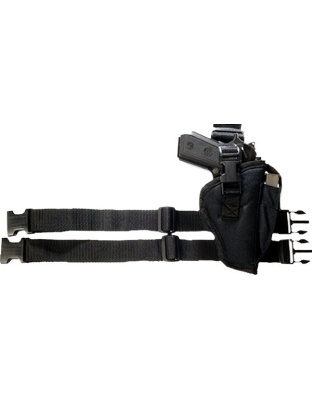 Bulldog Tactical Leg Holstr Rh - Black W-mag Pouch 2-4"bbl Auto