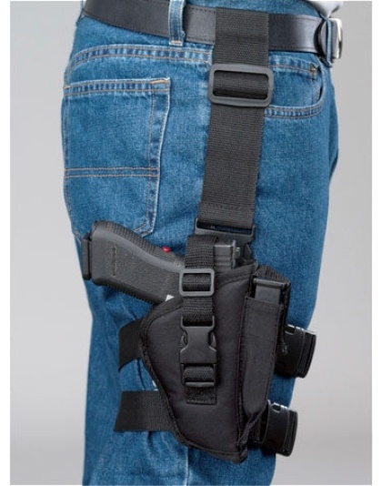 Bulldog Tactical Leg Holstr Rh - Black W-mag Pouch Large Autos