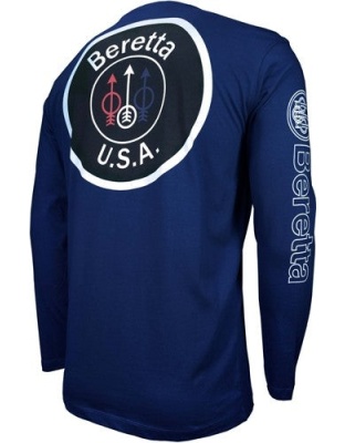 Beretta T-shirt Long Sleeve - Usa Logo Medium Navy Blue