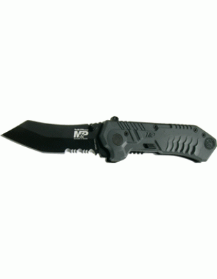 S&w Knife M&p Spring Assist - 2.8" Serrated Tanto Black