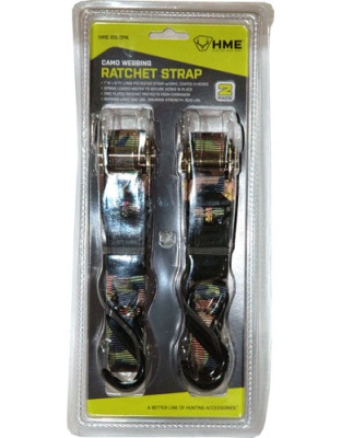 Hme Ratchet Strap 1"x8' - Camo Strap 2pk