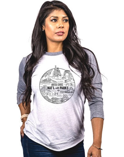 Nine Line Apparel National - Parks Wmn's Shirt Gray-wht Lrg