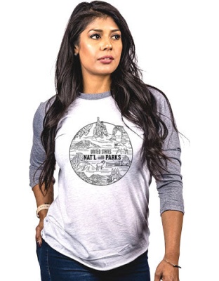 Nine Line Apparel National - Parks Wmn's Shirt Gray-wht Sml