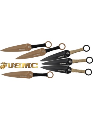 Mc Usmc 9" Spear Point - Throwing Knives 6-pack Blk-fde