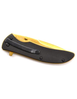 Guard Dog Knife Blk G10 Handle - Gold Blade Folder 3.5" Blade!