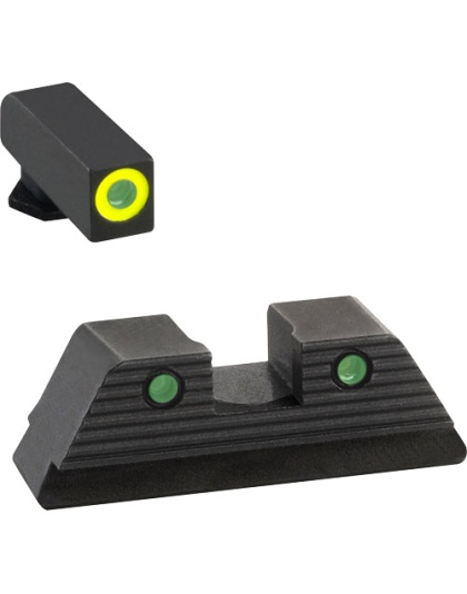 Ameriglo Tritium Trooper Glock - 17-19 3-dot Mos Lumigreen Frnt