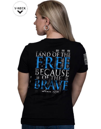 Nine Line Apparel Because Of - The Brave Wmn's T-shirt Bl Lrg