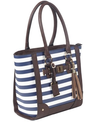 Bulldog Concealed Carry Purse - Tote Style Navy Stripe