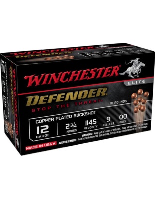 Win Ammo Defender 12ga. 2.75" - 00bk 9-pellets 10-pack