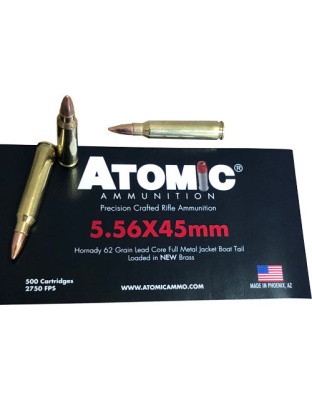 Atomic Ammo 5.56x45 500 Rounds - 62gr. Hornady Fmj  Bulk-pack