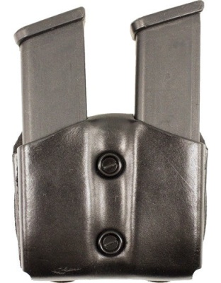 Desantis Double Mag Pouch Owb - Leather Single Stack 9-40 Blk
