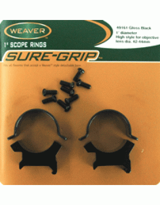 Weaver Rings Detachable Top - Mount Sure-grip 1" High Black