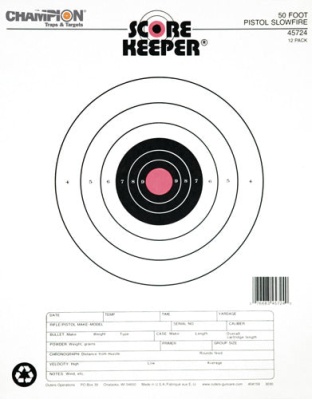 Champion Scorekeeper 50 Ft - Pistol Slowfire Org-blk 12-pk