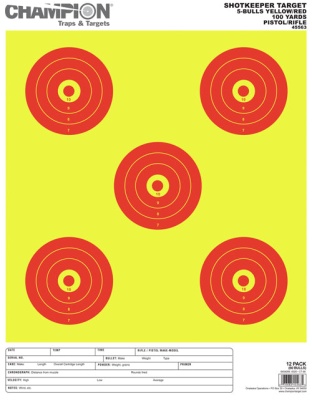 Champion Scorekeeper 5 Large - Bullseye Trgts Yellow-red 12-p