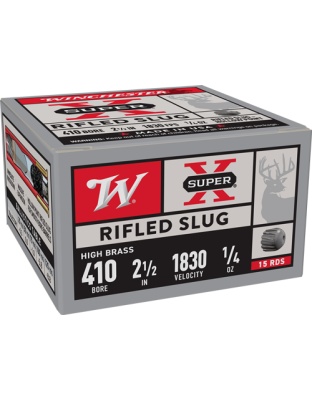 Winchester Ammunition Super-X 410 2.5" 1/5 Ounce Rifled Slug 15 Rounds 10 Boxes per Case