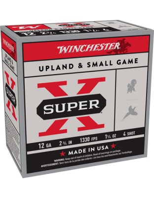 Winchester Ammunition Super-X 12 Gauge 2.75" 1-1/4 Ounce #4 1330 Feet Per Second 25 Rounds