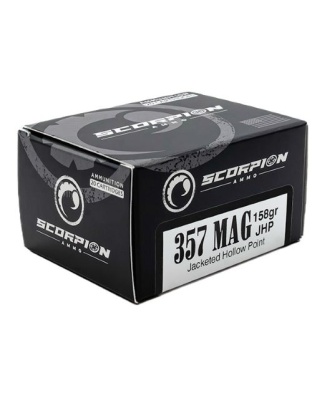 Scorpion Ammo 357 Magazine 158 Grain Jacketed Hollow Point 20 Rounds 10 Boxes per Case