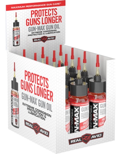 Real Avid Gun Max Gun Oil 1 Ounce. Bottle 12-Piece. Display