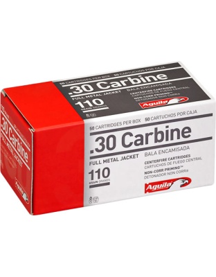 Aguila 30 Carbine 110 Grain Full Metal Jacket 50 Rounds 20 Boxes per Case