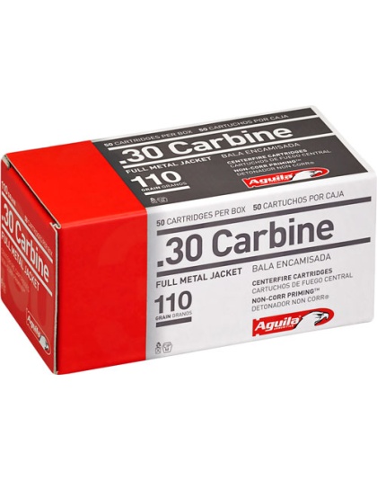 Aguila 30 Carbine 110 Grain Full Metal Jacket 50 Rounds 20 Boxes per Case