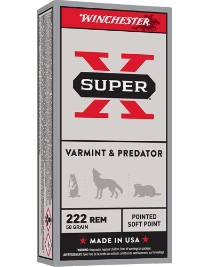 Winchester Ammunition Super-X 222 Rem 50 Grain Jsp 20 Rounds 10BX/Cs