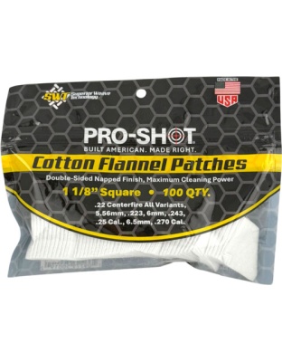 Pro-Shot Products Cleaning Patch Cotton Flannel.22-.270 1 1/8" 100 Count