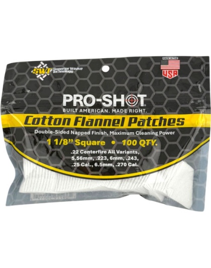 Pro-Shot Products Cleaning Patch Cotton Flannel.22-.270 1 1/8" 100 Count