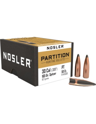Nosler Bullets 30 Caliber.308 165 Grain Partition 50 Count
