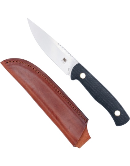 Cobratec Knives Koonsman 4" Fixed Blade Black D2 with Leather Sheath