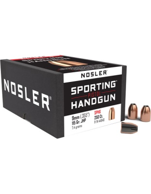 Nosler Bullets 9 mm.355 115 Grain Jacketed Hollow Point 250 Count