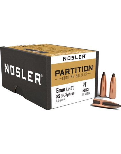 Nosler Bullets 6 mm.243 85 Grain Partition 50 Count
