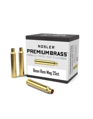 Nosler Unprimed Brass Rifle Cartridge Cases 8mm Rem Mag 25/ct