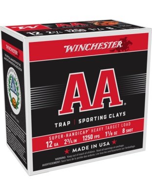 Winchester Ammunition AA 12 Gauge 2.75" 1-1/8 Ounce #8 1250 Feet Per Second 250 Rounds Case