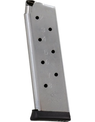 Metalform Magazines 1911 Government .45 Automatic Colt Pistol 8 Rounds Stainless Steel Removable Base