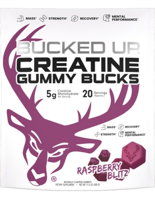 Bucked Up Creatine Gummies Raspberry Blitz 20 Servings