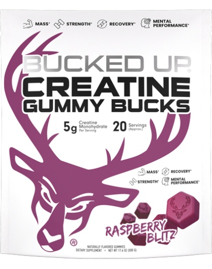 Bucked Up Creatine Gummies Raspberry Blitz 20 Servings