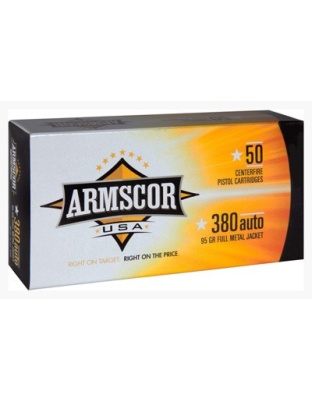 Armscor 380 Automatic Colt Pistol 95 Grain Full Metal Jacket 50 Rounds 20 Boxes per Case