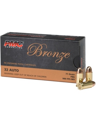 PMC 32 Automatic Colt Pistol 71 Grain Full Metal Jacket 50 Rounds 20 Boxes per Case