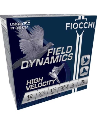Fiocchi 12 Gauge 2.75" 1-1/4 Ounce #5 1330 Feet Per Second 25 Rounds 10 Boxes per Case