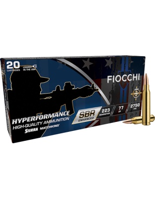 Fiocchi.223 Rem Sbr Enhanced 77 Grain Hollow Point Boat Tail 20 Rounds