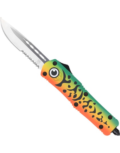 Cobratec Knives Medium FS3 Out-the-Front Green Lure 3" Drop Point Serrated Stainless Steel
