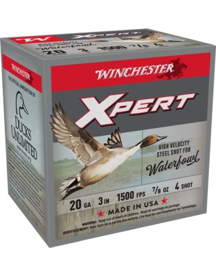Winchester Ammunition Xpert Steel 20 Gauge 3" 7/8 Ounce #4 1500 Feet Per Second 25 Rounds