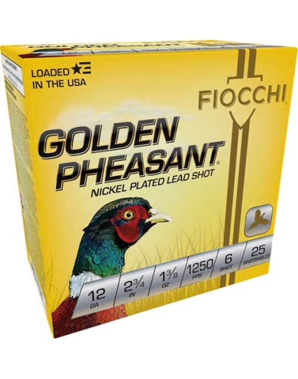 Fiocchi Golden Pheasant 12 Gauge 2.75" 1-3/8 Ounce #6 25 Rounds 10 Boxes per Case