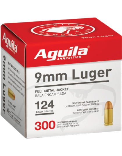 Aguila 9MM Luger 124 Grain Fmj-Rn 300 Rounds 4BX/Cs