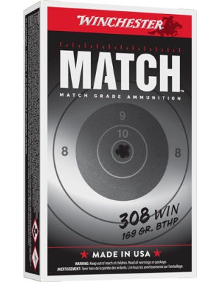 Winchester Ammunition Match Elite .308 Winchester (.308 Win) 169 Grain Hollow Point Boat Tail 20 Rounds