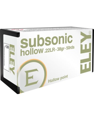 Eley Subsonic 22LR 38 Grain Hollow Point 50 Rounds 100 Boxes per Case