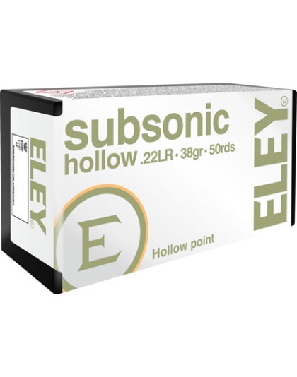 Eley Subsonic.22 LR 38 Grain Hollow Point 50 Rounds 100 Boxes per Case