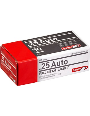 Aguila 25 Automatic Colt Pistol 50 Grain Full Metal Jacket-Round Nose 50 Rounds 20 Boxes per Case