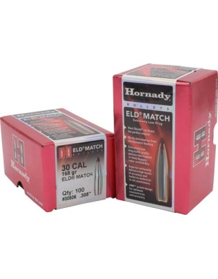 Hornady Bullets 30CAL.308 168 Grain ELD-Match 100 Count 15 Boxes per Case
