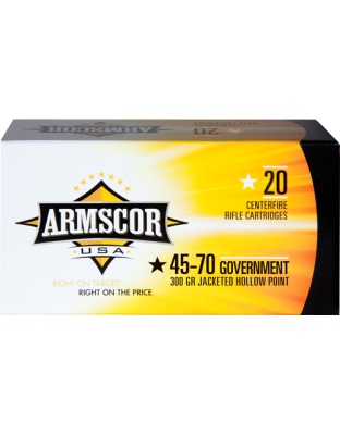 Armscor 45-70 Gov 300 Grain Jacketed Hollow Point 20 Rounds 10 Boxes per Case